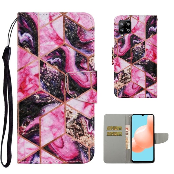 Wonderland Samsung Galaxy A12 5G Flip etui - Marbling Pink