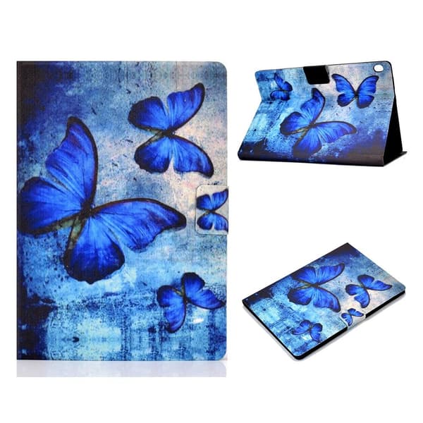 Lenovo Tab M10 Mønster Printing Lær Etui - Blåe Sommerfugler Blue