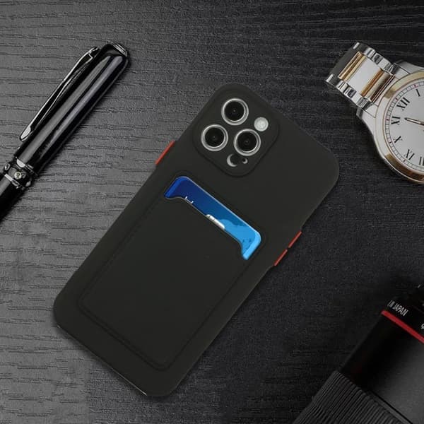Card Holder Deksel til iPhone 12 / 12 Pro - Svart Black