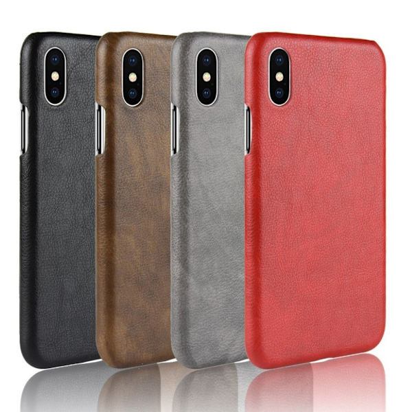 iPhone Xr etui med litchi-skind og læder - Sort Black