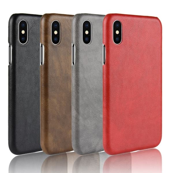 iPhone XR mobilskal syntetläder silikon litchi - Svart Svart