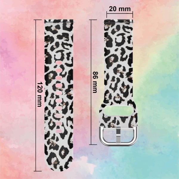 20mm Universal pattern printed silicone watch strap - Leopard multifärg