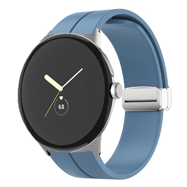 Google Pixel Watch silicone watch strap - Silver Buckle / Blue Blå