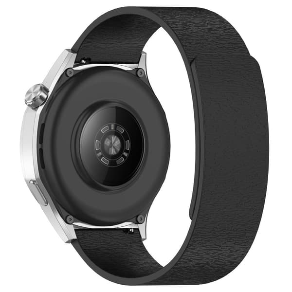 20mm Watch Band Samsung Galaxy Watch7 Cloud Wood Grain Silicone Magnetisk Strap - Sort Black
