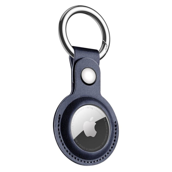 DUX DUCIS AirTags leather cover with key ring - Blue Blå