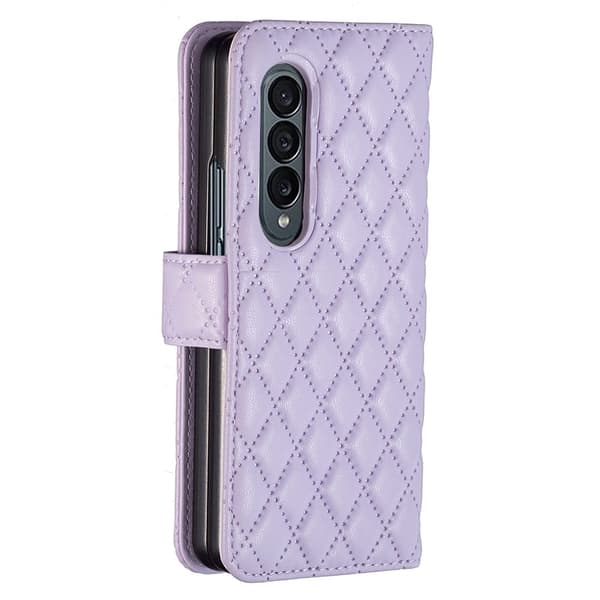 Rombemønster, matt flip-deksel for Samsung Galaxy Z Fold3 5G - Lilla Purple