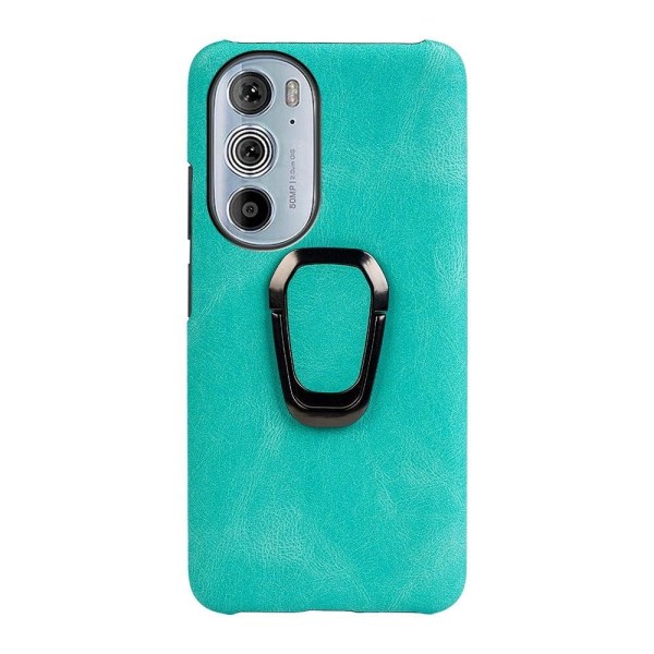 Stødsikkert lædercover med oval kickstand til Motorola Edge 30 Pro - Cyan Green