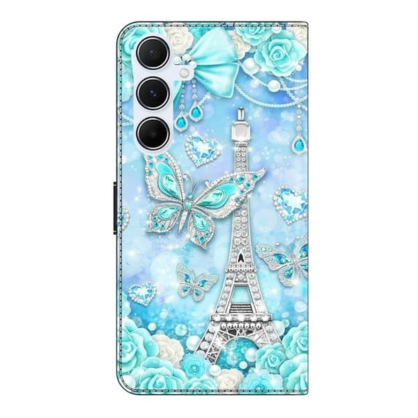 Samsung Galaxy A56 5G Plånboksfodral Mönster Tryck Stativ Läder Flip Telefonskal - Fjärilskoboltorn Blå