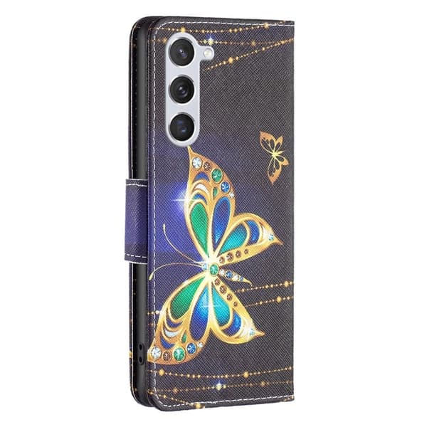 Wonderland Samsung Galaxy S23 Flippetui - Jewelry Sommerfugl Gold