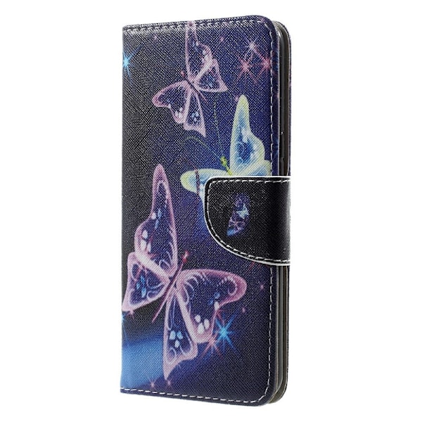 Samsung Galaxy S8+ Kuvioitu Nahkakotelo Lompakko - Hohtavat Perhoset Purple