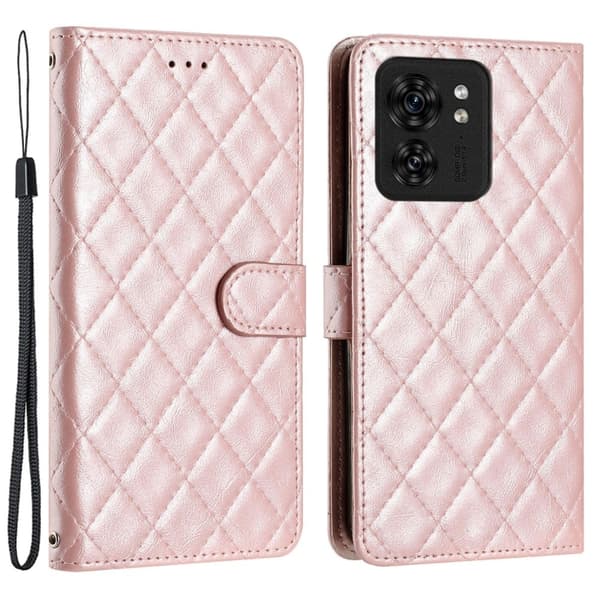 Funktionelt Motorola Edge 40 rombe etui med pung - Pink Pink