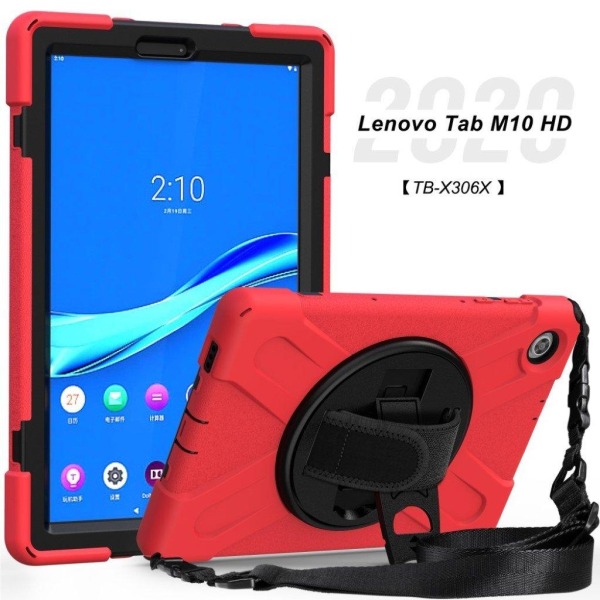 Lenovo Tab M10 HD Gen 2 360 asteen jalusta + silikoni hybridikotelo - Punainen Red