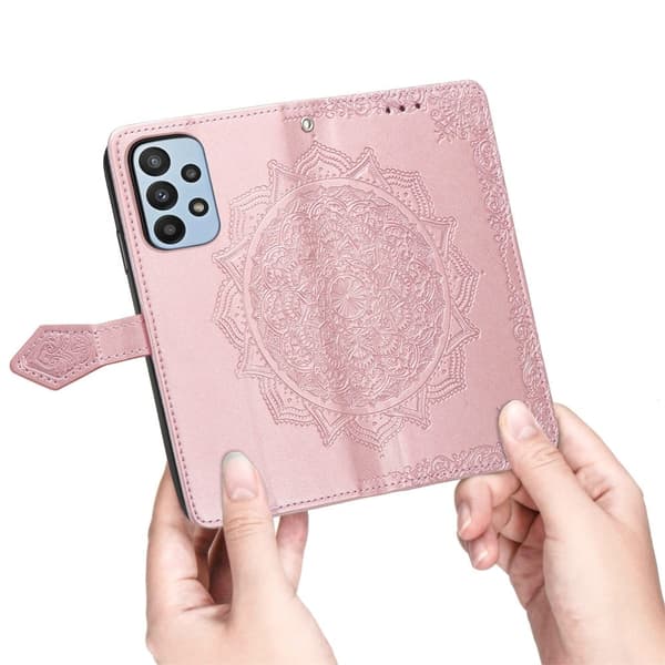 Mandala Samsung Galaxy A23 etui i lær - Rose Gull Pink