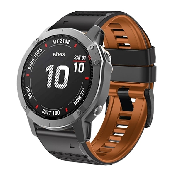 22mm Garmin ja Coros kellon kaksoissilikonikellohihna - Musta / Ruskea Black