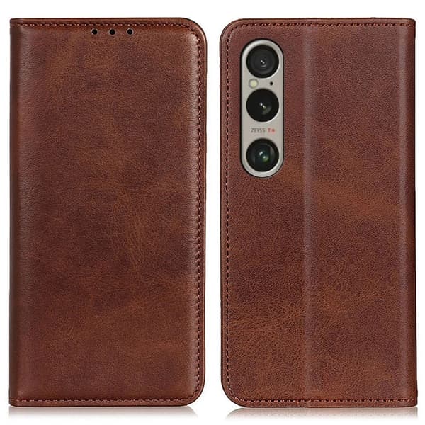 Sony Xperia 1 VI læderetui med pung - Kaffe Brown