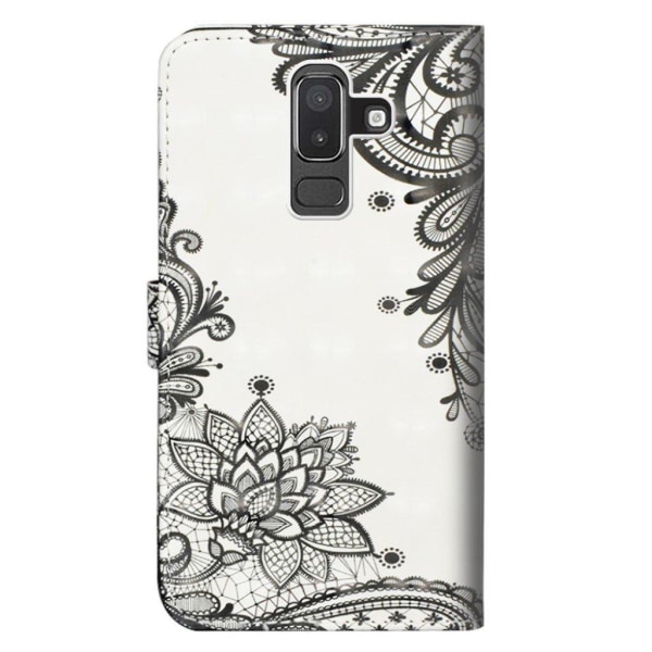 Samsung Galaxy J8 (2018) pattern printing magnetic leather flip Svart