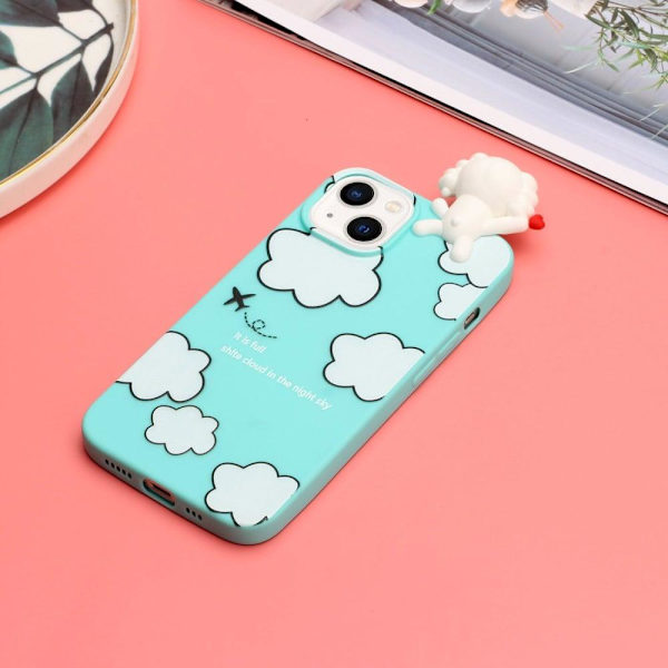 Cute 3D iPhone 14 skal - Blå Blå