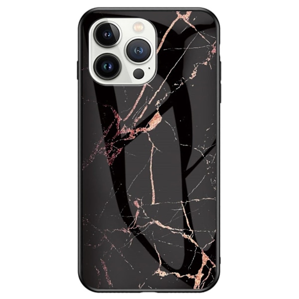 Fantasy Marmor iPhone 14 Pro skal - Guld Svart Marmor Svart