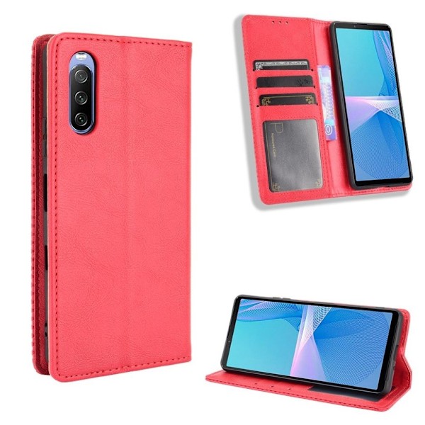 Bofink Vintage Sony Xperia 10 III Nahkakotelo - Punainen Red