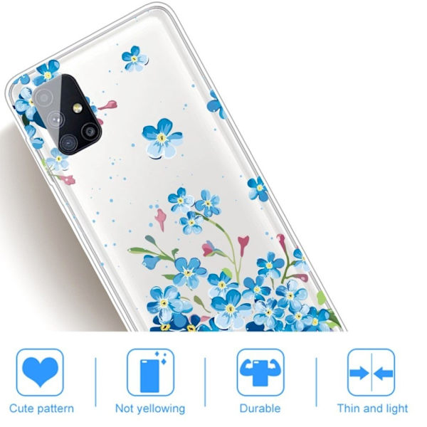 Deco Samsung Galaxy M51 Etui - Blå Blomst Blue