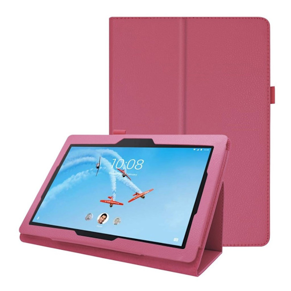 Lenovo Tab E10 litchi læderetui - Rosa Pink
