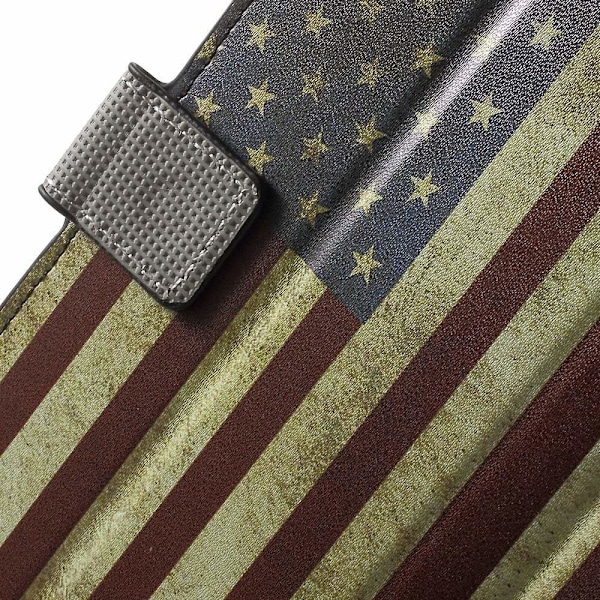 Holberg læder-etui til HTC Desire 530 med kortholder og stander - Gammeldags amerikansk flag Multicolor