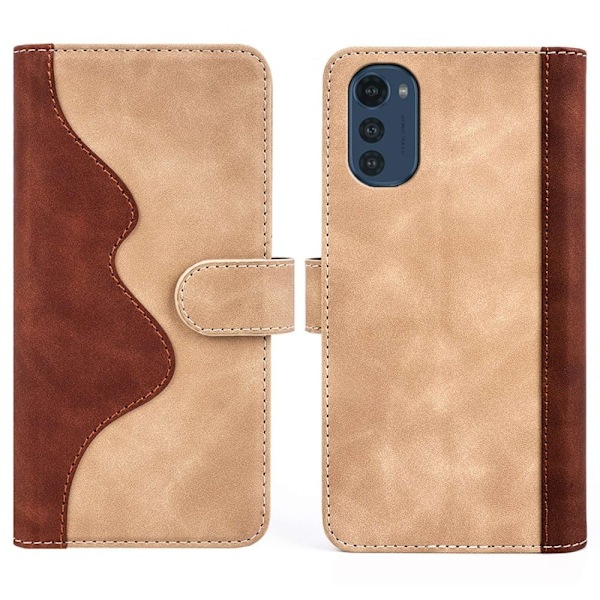 To Farvet Læder Flip Case til Motorola Moto E32 - Gul Yellow