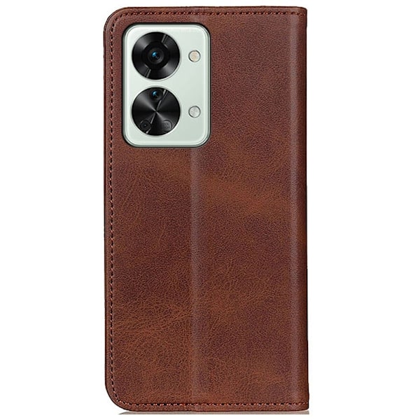 OnePlus Nord 2T flip etui i ægte læder med pung – Brun Brown