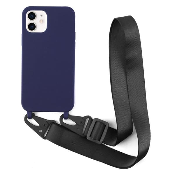 Tynt TPU-deksel med matt finish og justerbar stropp til iPhone 11 - Mørkeblå Blue