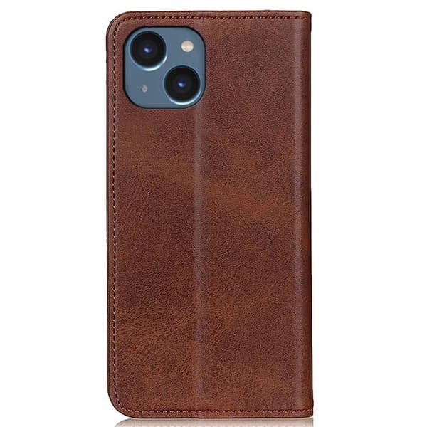 iPhone 14 Plus lompakkokotelo, aitoa nahkaa - Kahvi Brown