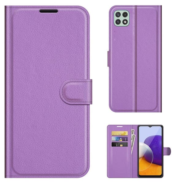 Classic Samsung Galaxy A22 5G Läppäkotelo - Violetti Purple