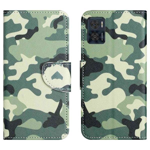 Wonderland Motorola Moto E22i / E22 Flip Etui - Camouflage Green