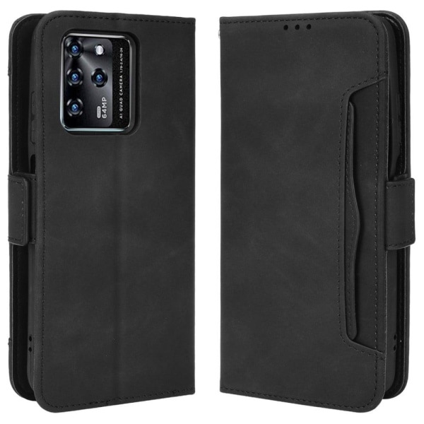 Modern-styled leather wallet case for ZTE Blade V30 - Black Black