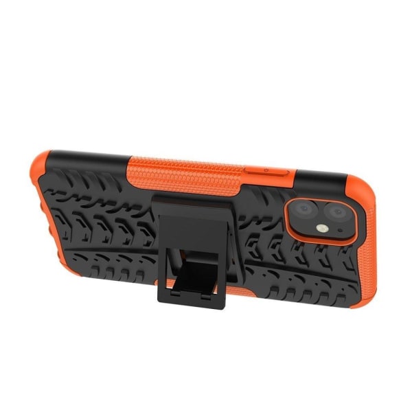 Sejt dækmønster Bump-resistent og fleksibelt hybrid-etui med kickstand iPhone 11 6,1 tommer - Orange Orange