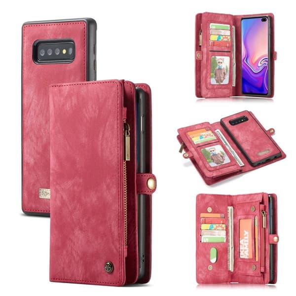 Caseme Samsung Galaxy s10 Plus Multifunksjonelt Skinnetui - Rød Red