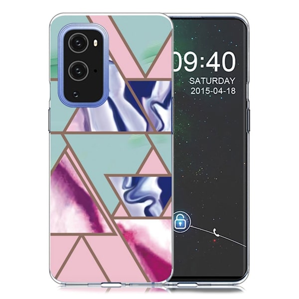 Marble OnePlus 9 Pro Etui - Trekant Blitz Mønster Multicolor