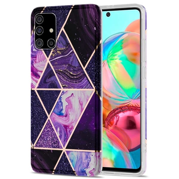Marble Samsung Galaxy A71 5G Etui - Mørklilla Purple