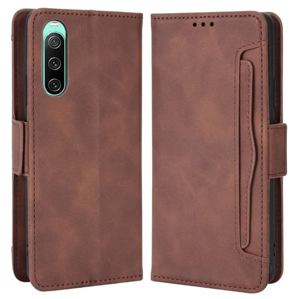 Moderne Sony Xperia 10 IV læderetui med pung - Brun Brown