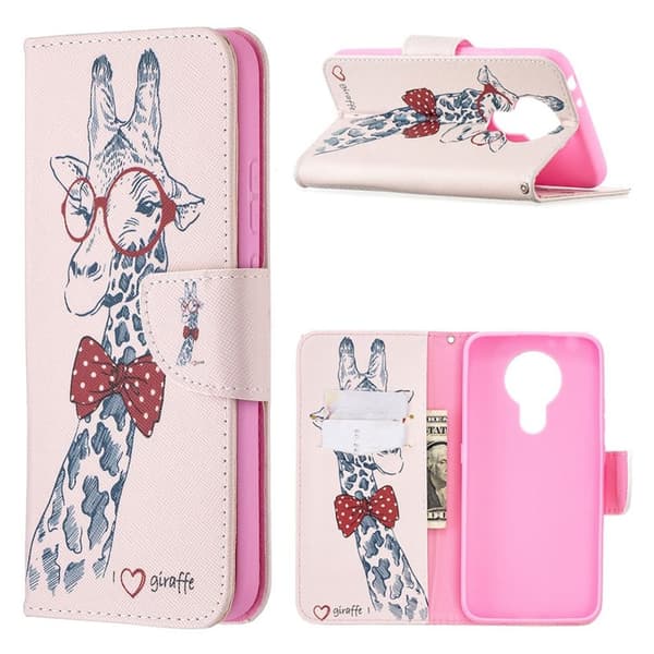 Wonderland Nokia 3.4 flip kuoret - Kirahvi Multicolor