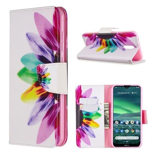 Wonderland Nokia 2.3 flip-etui - Kronbladmønster Multicolor