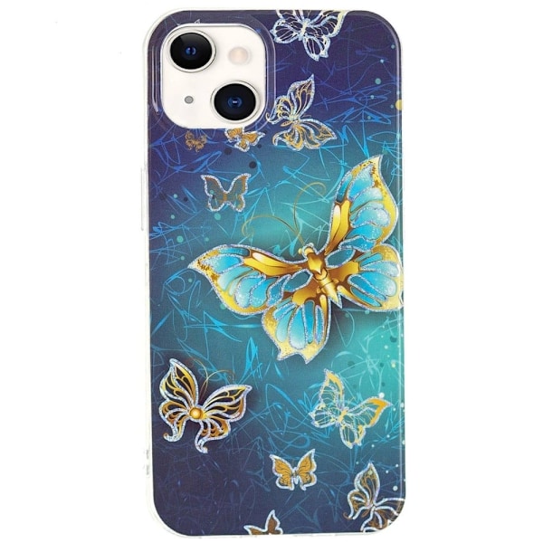 Marmormotiv iPhone 14 Plus skal - Fjärilar Blå