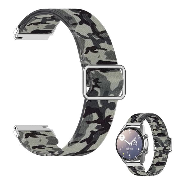 22mm Universal pattern printing nylon watch band - Camouflage Grey Silvergrå