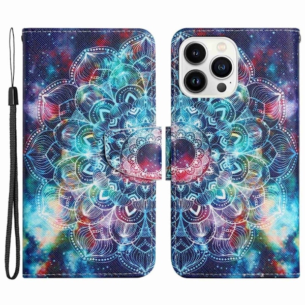 Wonderland iPhone 14 Pro Max flip etui - Stjernehimmel / Mandala Multicolor