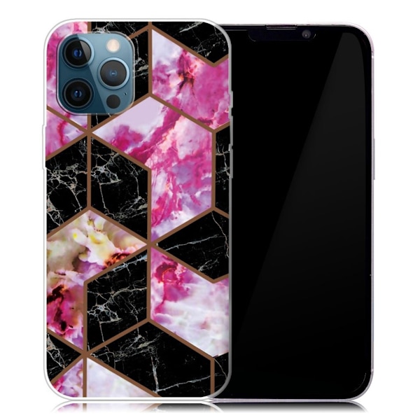 Marble iPhone 13 Pro Max Suojakotelo - Musta And Rose Marble Multicolor