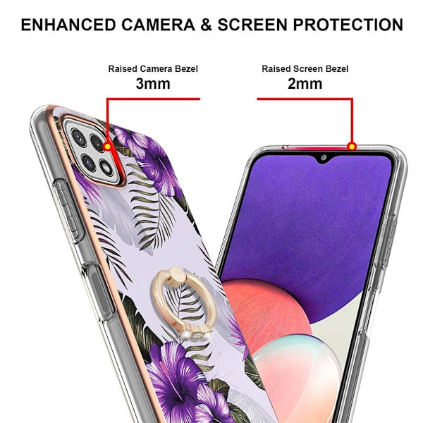 Marmormotiv Samsung Galaxy A22 5G skal - Lila Blommor Lila