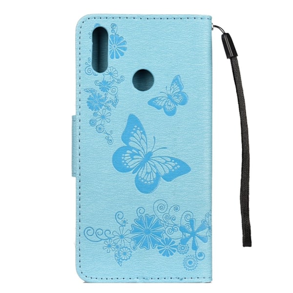 Butterfly Huawei Y6 2019 nahkakotelo - Sininen Blue