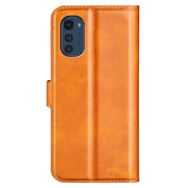 Hållbart konstläder Motorola Moto E32 fodral med plånbok - Gul Gul