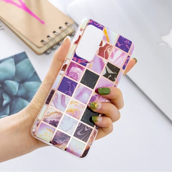 Marble Samsung Galaxy A72 5G Etui - Marmor i Firkanter Mønster Multicolor