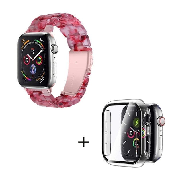 Apple Watch SE 2022 (40mm) 3 helmen hartsityylinen kelloranneke kirkkaalla suojuksella - Kuuma Vaaleanpunainen Pink