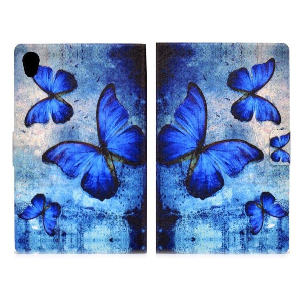Cool pattern leather case for Lenovo Tab M10 - Blue Butterflies Blå